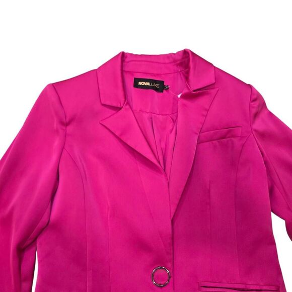 Nova Luxe Blazer Women's Medium‎ Hot Pink Long Sleeve Notch Lapel O-Ring Detail - Picture 3 of 8
